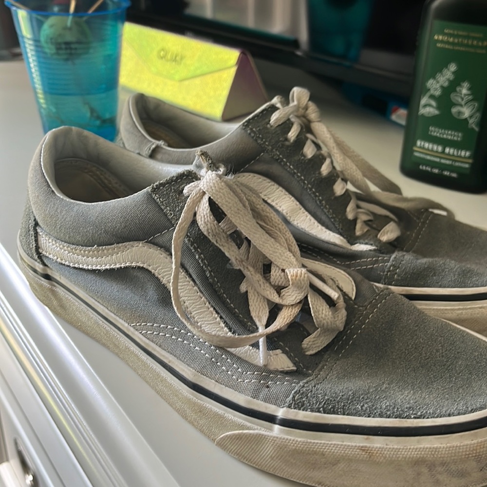 Grayish blue low top vans. Size 9.5 women’s.